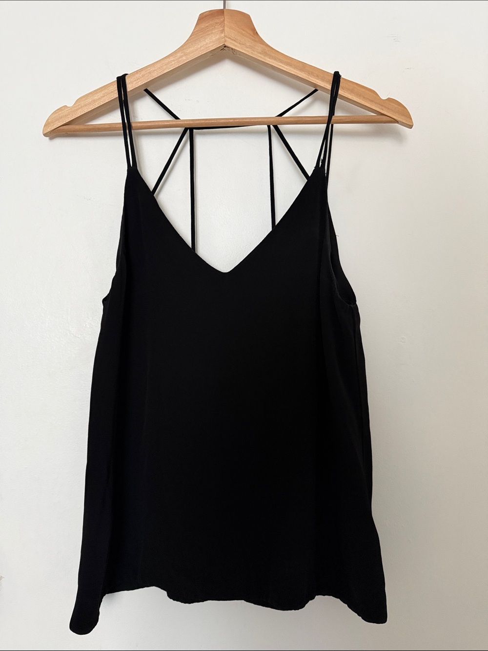 H&M V-Neck Cami Top with strappy back detail - Black - size S